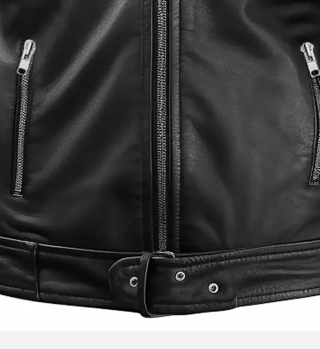 nifty black leather biker jacket for men