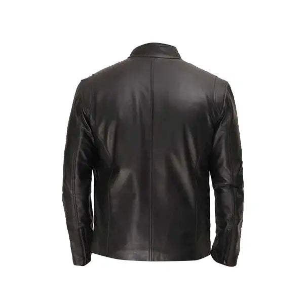 Men’s  Black Biker Bomber Leather Jacket - AU LeatherX