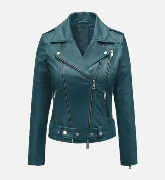 prussian blue washed wax leather jacket
