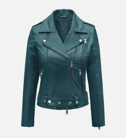 Prussian Blue Washed Wax Leather Jacket