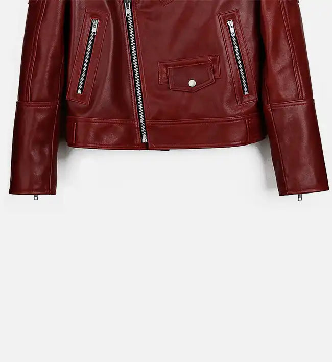 Men’s Red Runway Biker Leather Jacket