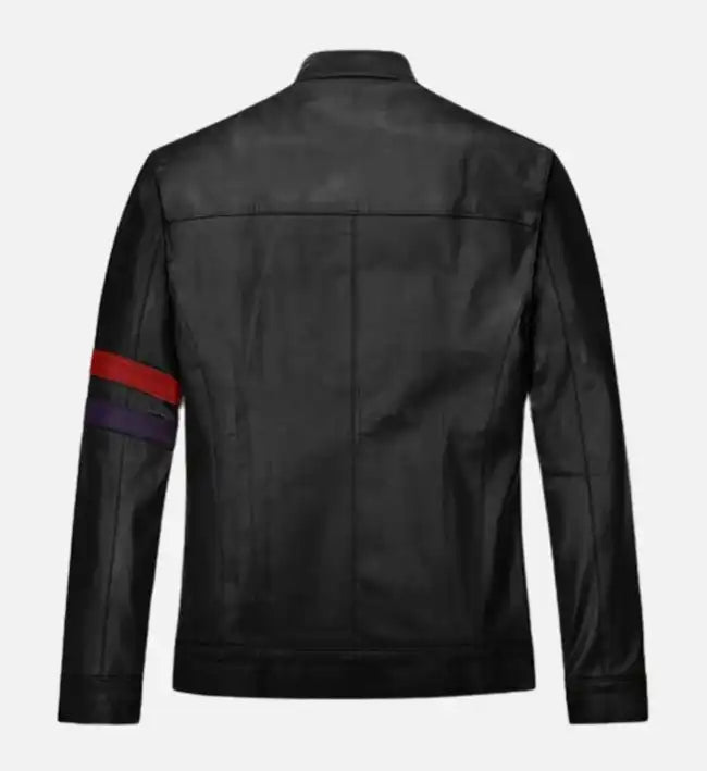 Men's Red Striped Leather Jacket