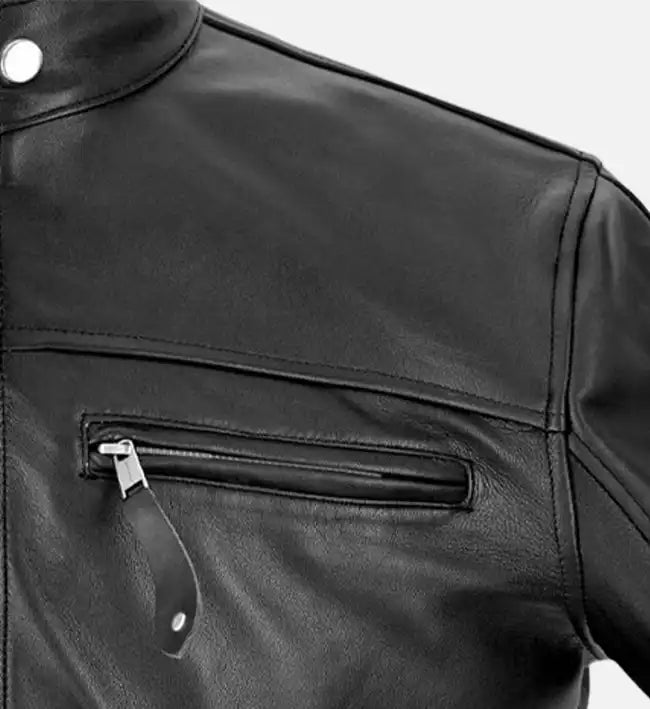 Men's Slim Fit Black & White Leather Jacket