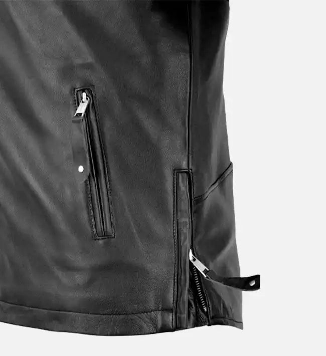 Men's Slim Fit Black & White Leather Jacket