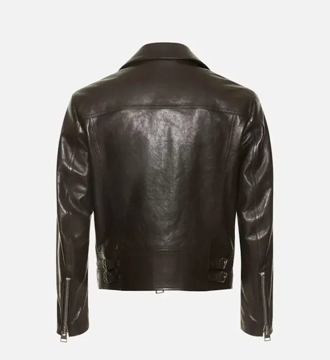 slim fit brown biker leather jacket for men
