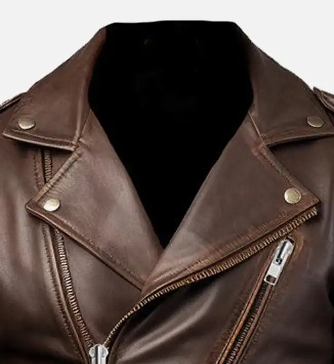 Men's Slimfit Rider Brown Leather Jacket