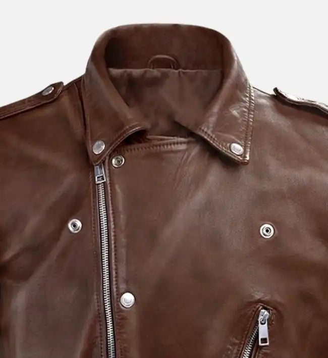 Men's Spanish Brown Biker Leather Jacket