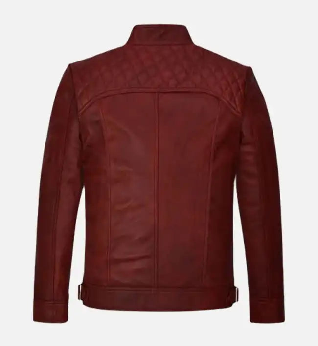 spanish red leather mens jacket