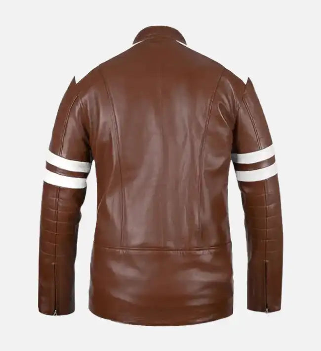 tan brown fight club leather mens jacket