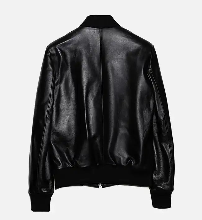 Women's Minimal Black Leather Jumper Jacket