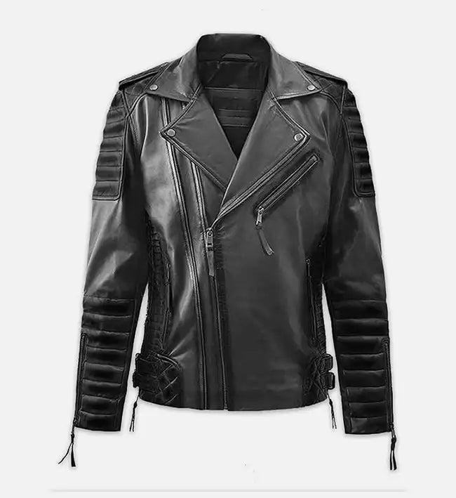 Women’s Black Burnt Biker Leather Jacket