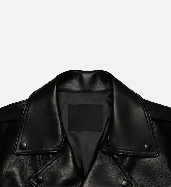 Women’s All Black Zipper Biker Leather Jacket