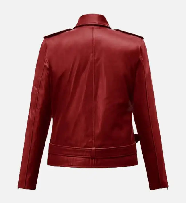 Women's Christmas Red Leather Jacket