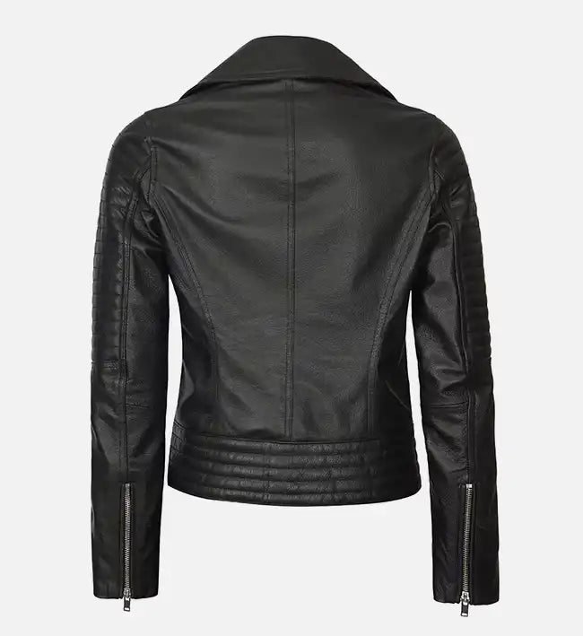 Women’s Black Asymmetrical Biker Leather Jacket