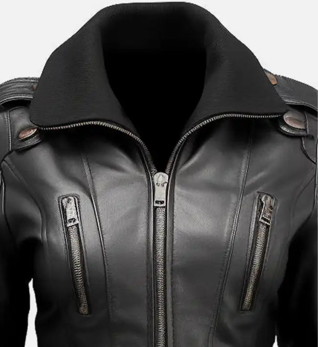 womens leather black bomber jacket