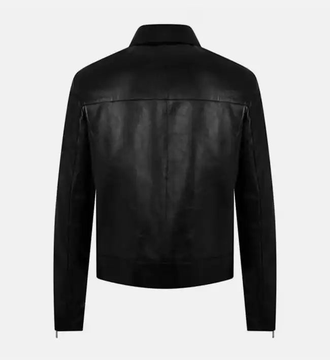 Women's Minimal Black Leather Jacket