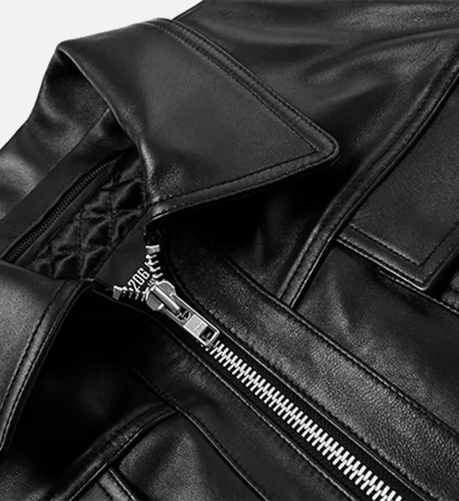 Women’s Black Zip-Up Leather Jacket