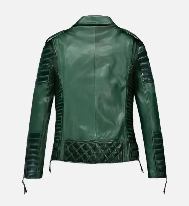 Women's Charlotte Burnt Green Leather Jacket