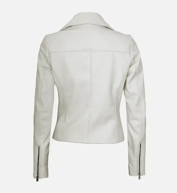 Encore White outlets Leather Moto Style Jacket