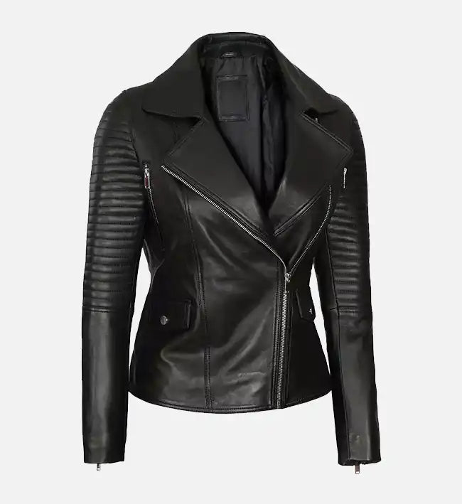 Women's Asymmetrical Quilted Biker Jacket -AU LeatherX Women's Asymmetrical Quilted Biker Jacket -AU LeatherX