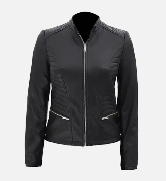 Women’s Quilted Black Leather Jacket