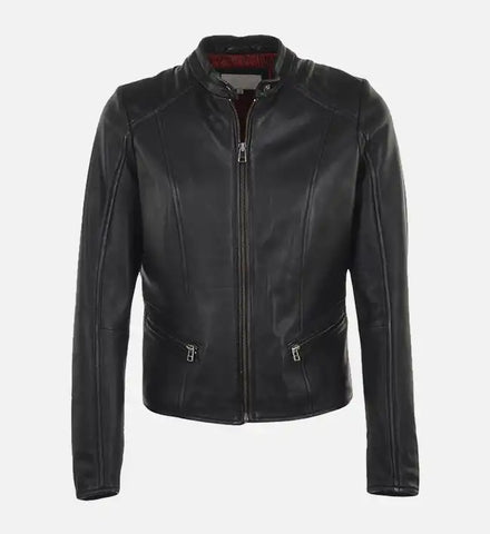 Women’s Simple Moto Black Leather Jacket