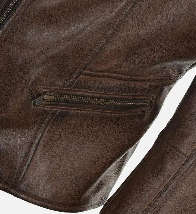 womens-simple-moto-brown-leather-jacket