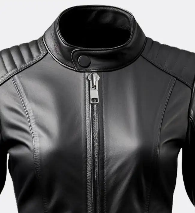 womens stylish leather black jacket