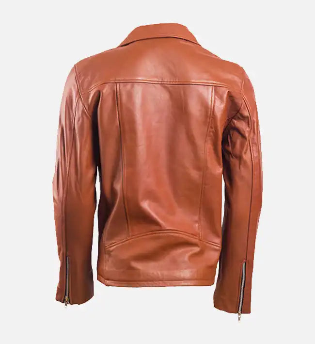 Women’s Tan Leather Biker Jacket