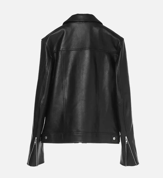 Women’s Black Zip-Up Leather Jacket