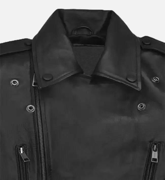 womens biker classic black leather jackets