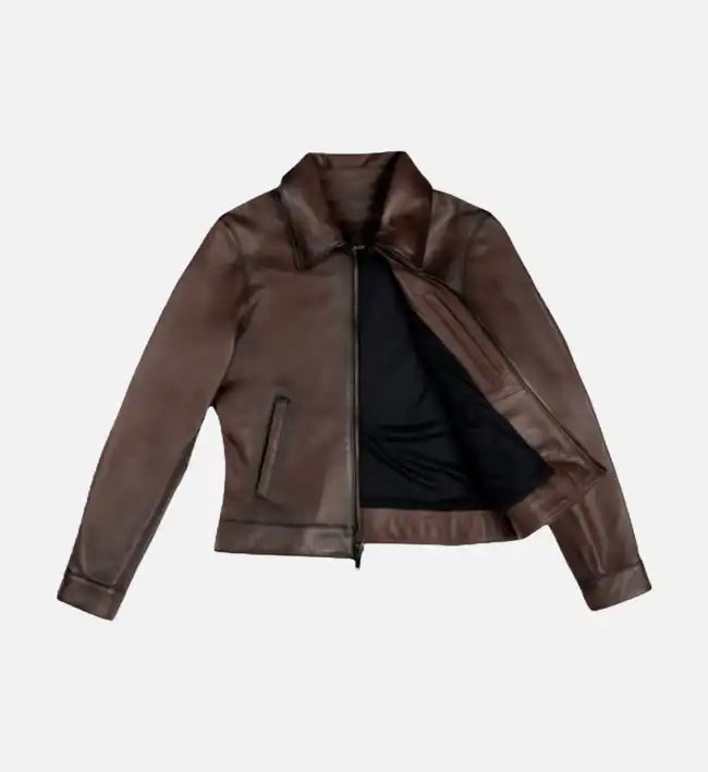 womens brown leather jacket