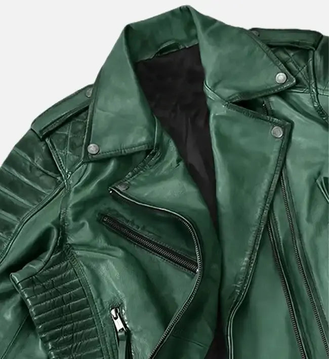 womens burnt green charlotte leather jacket