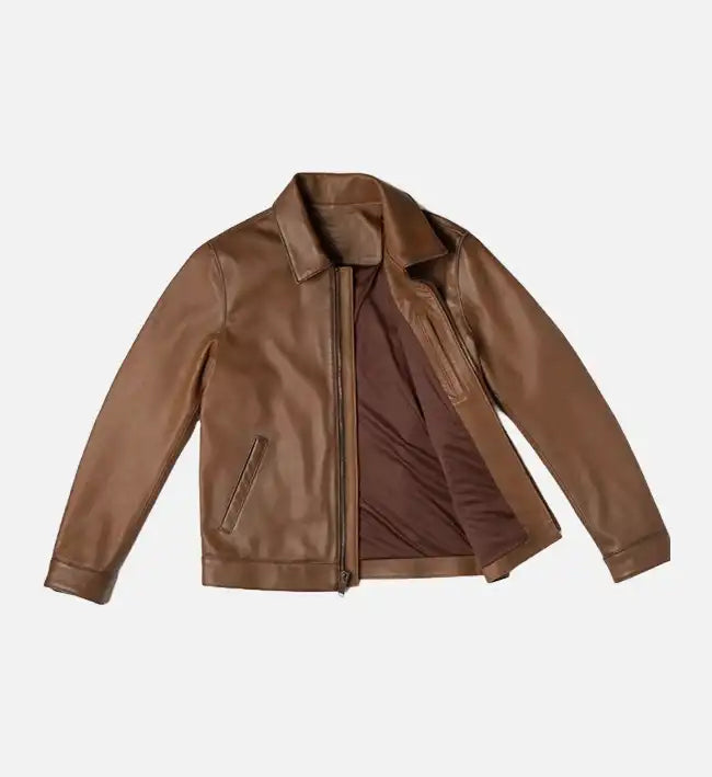 womens leather walnut brown jacket