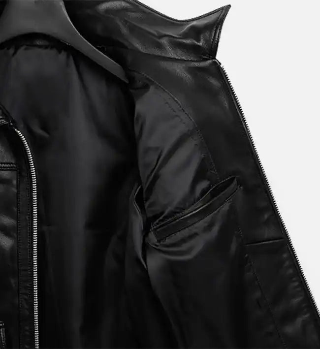 Women's Zip-Up Black Biker Leather Jacket