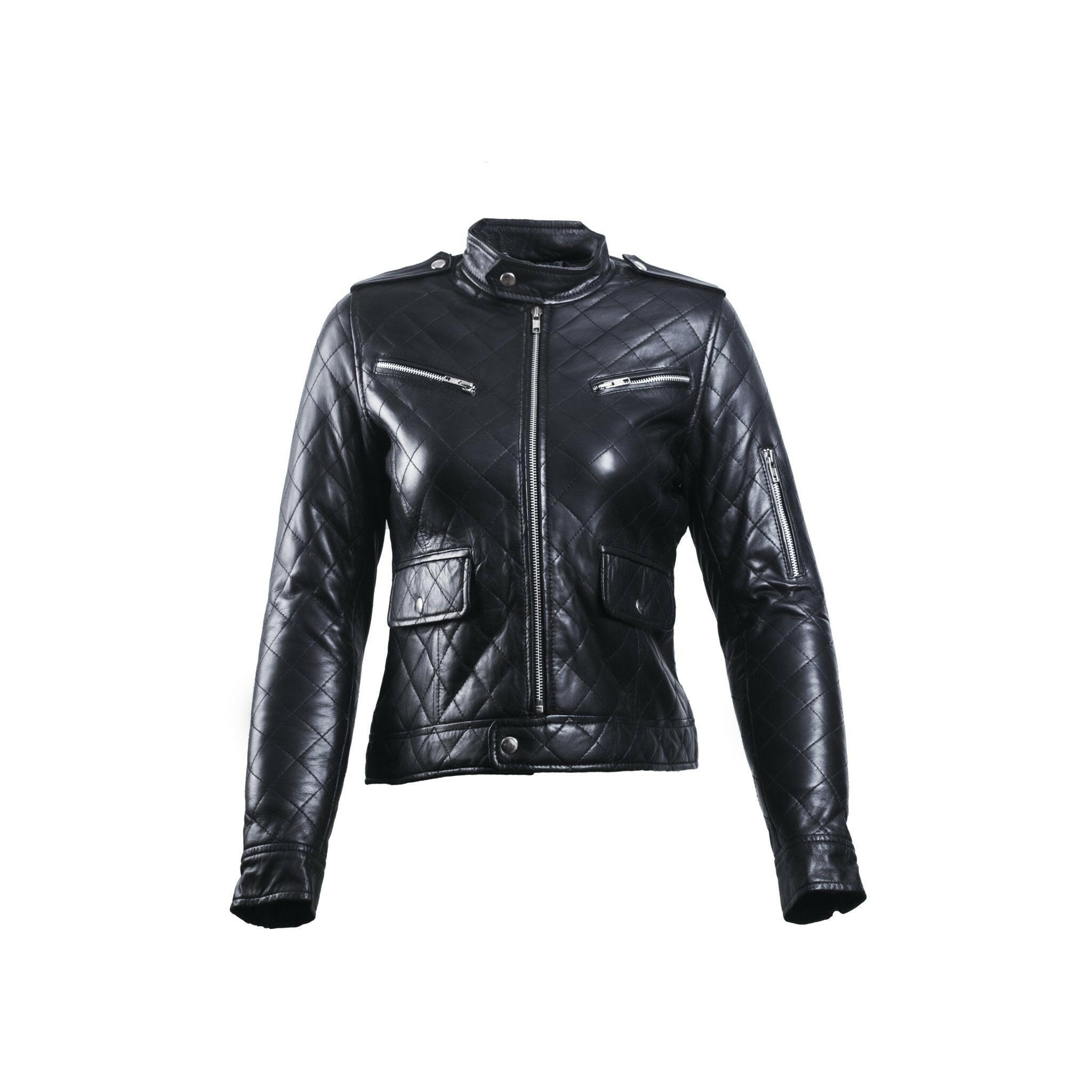 Women’s Black Leather Puffer Jacket - AU LeatherX