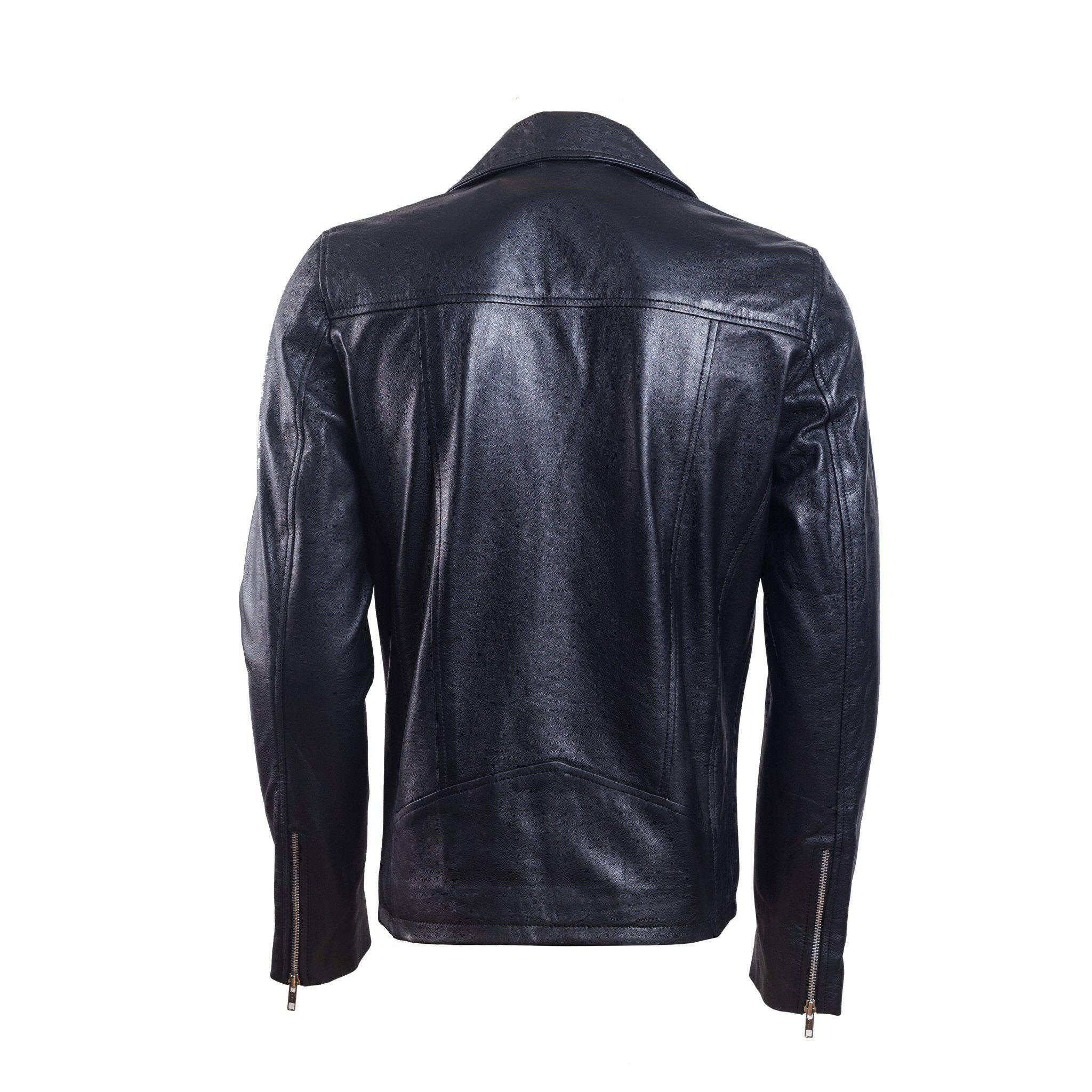 Mens Black Leather Biker Jacket - AU LeatherX