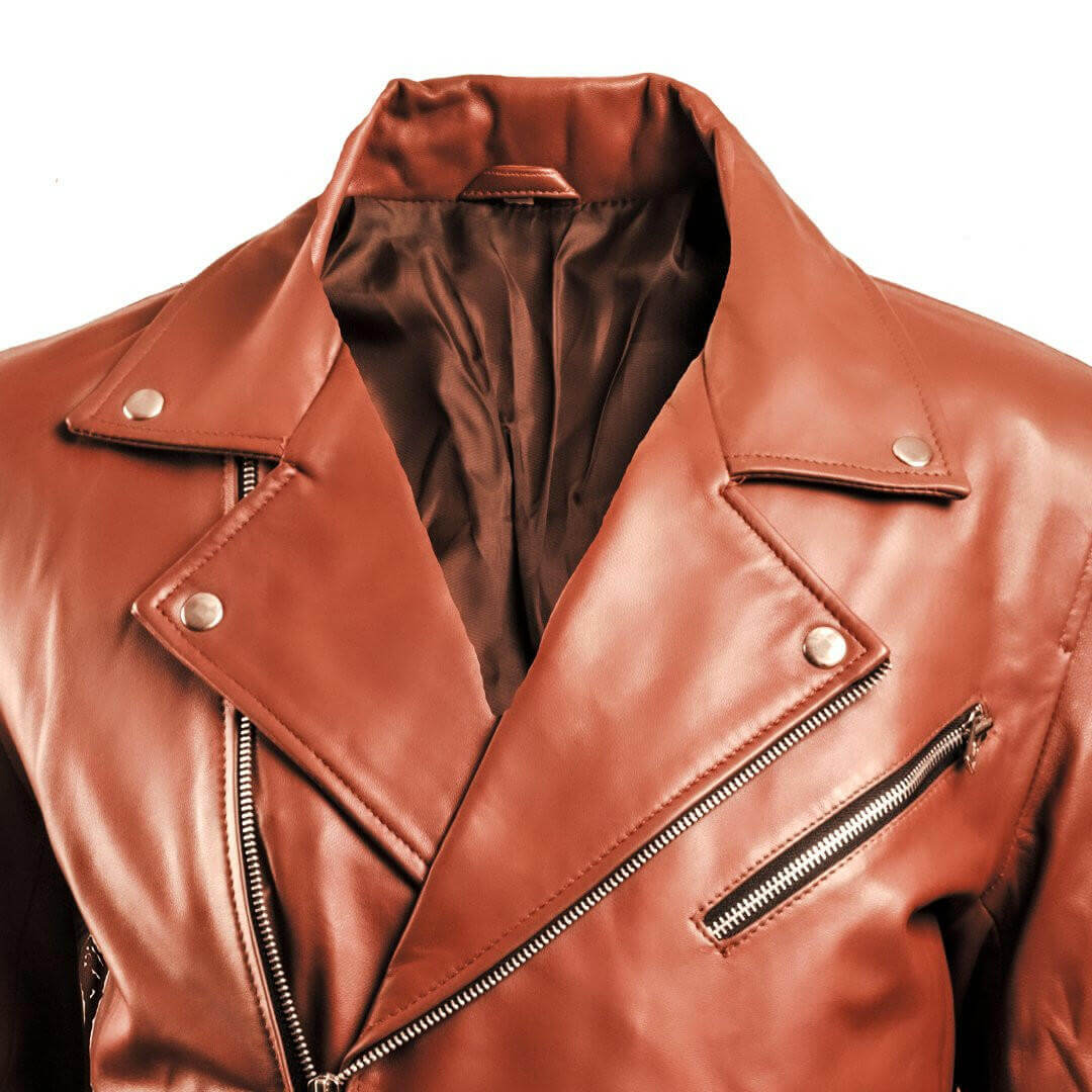 Men's Brown Leather Biker jacket AU LeatherX — free download