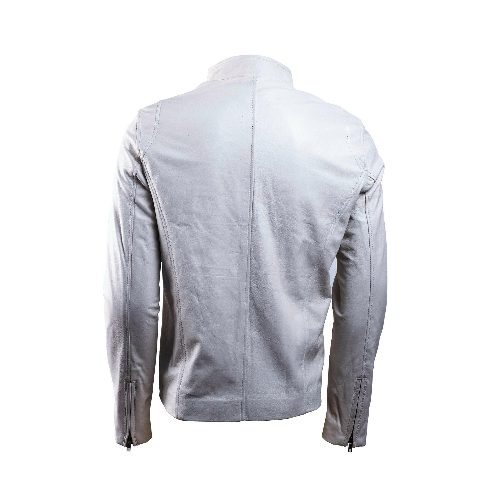 Men’s White Slim Fit Leather Jacket - AU LeatherX