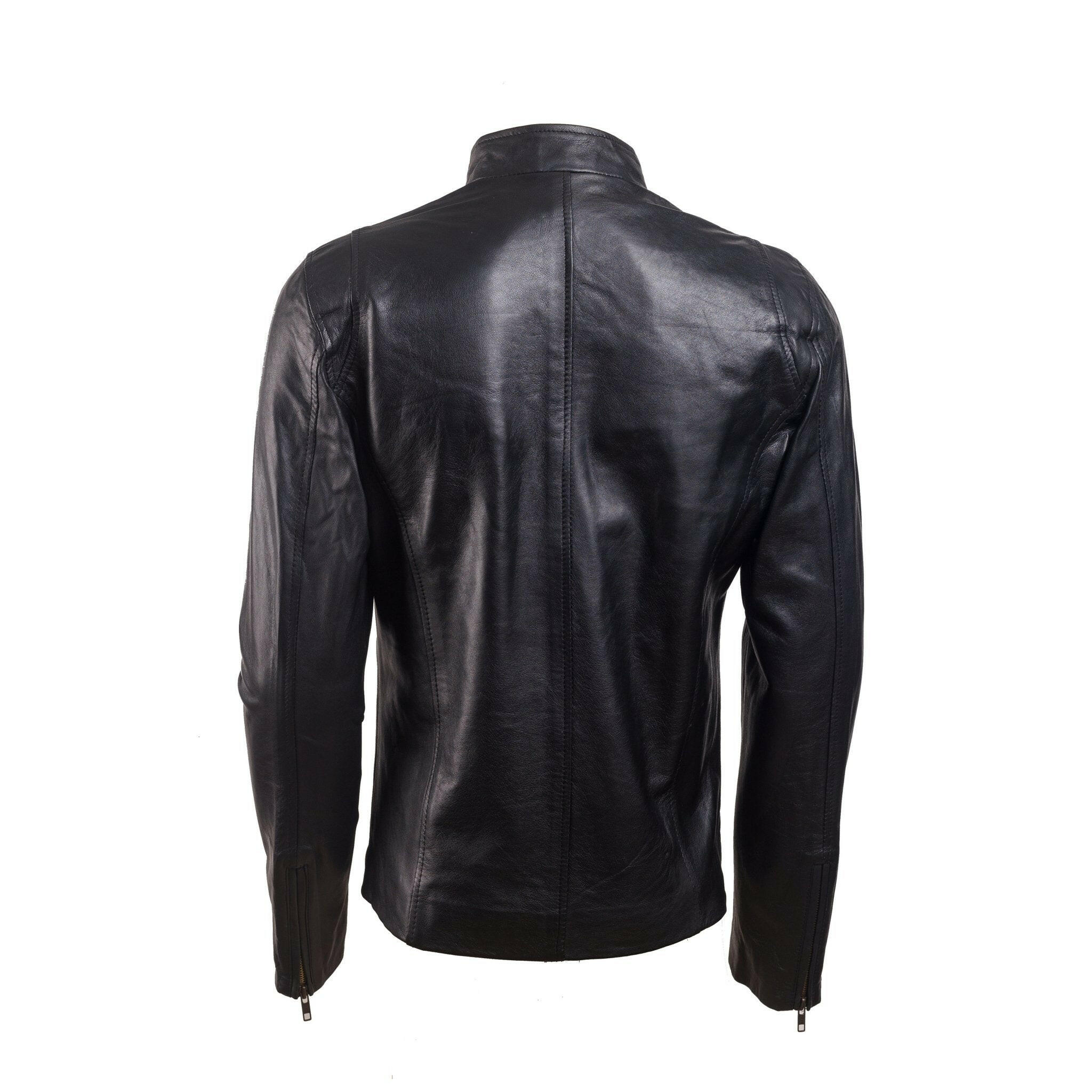 Men’s Classic Slim Fit Black Leather Jacket - AU LeatherX