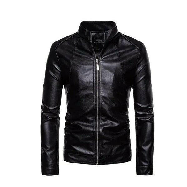 Men’s Classic Slim Fit Black Leather Jacket - AU LeatherX
